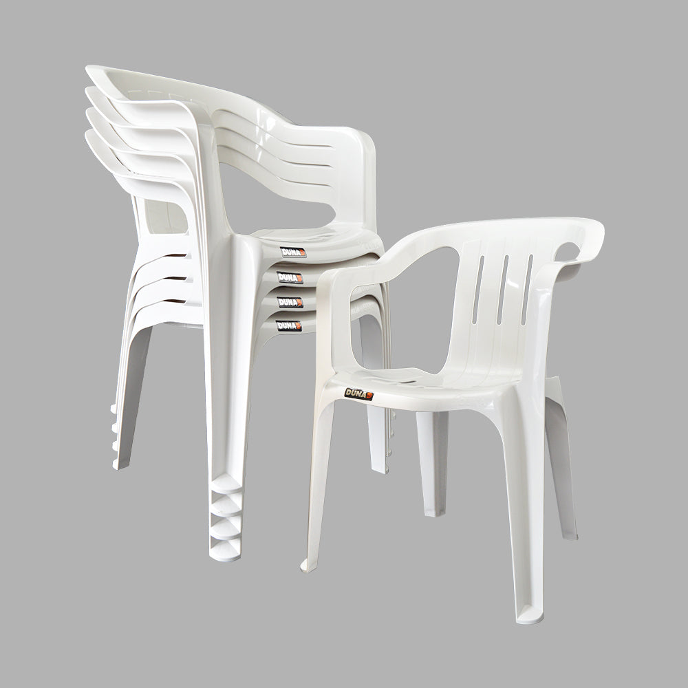 Silla plástica Brexia blanca apilable para exterior, fiestas, restaurantes, paquete de 5 piezas