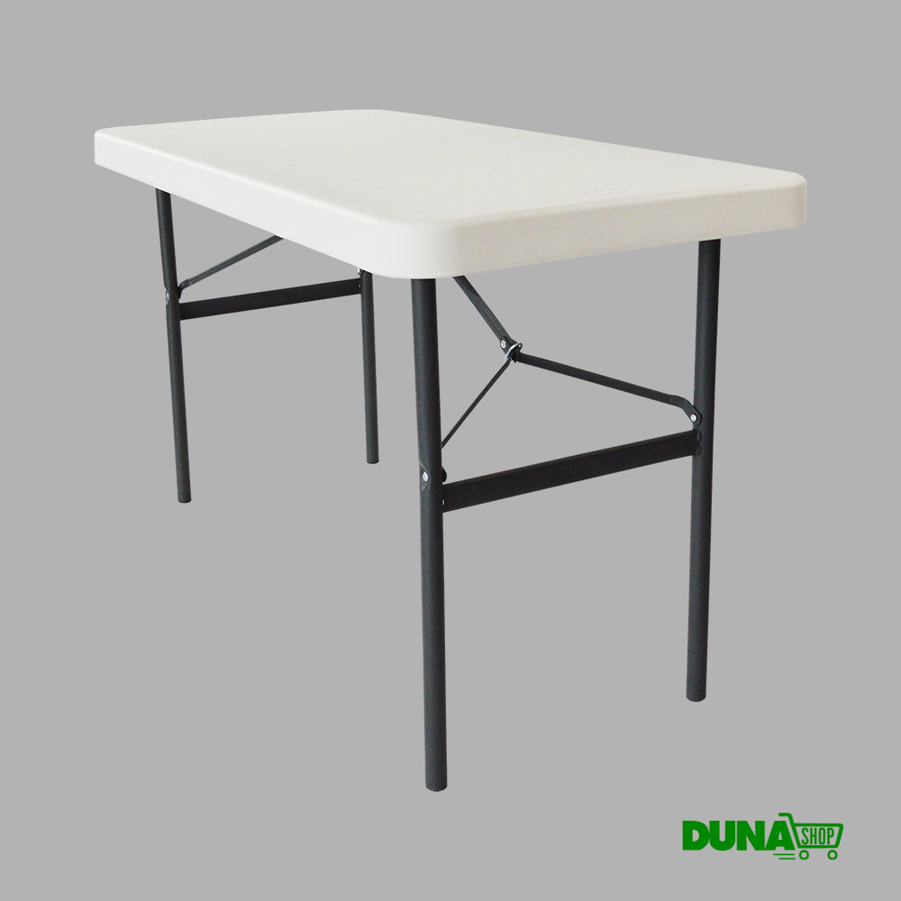 Mesa plegable de plástico soplado blanca, 1.20 metros, para exterior, interior, fiestas, reuniones, mesa de trabajo, alturas ajustables.